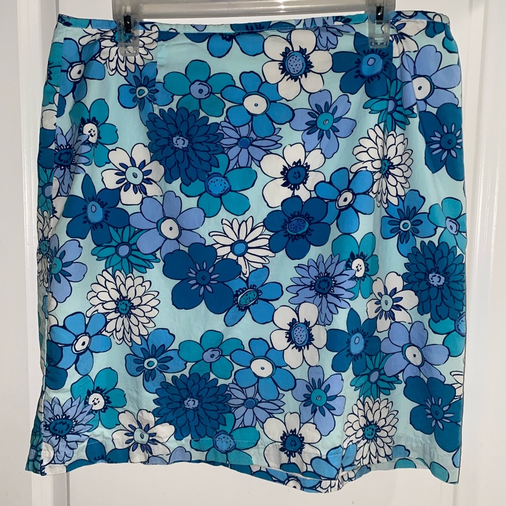 Casual Corner blue flowered skirt, Sz 16
